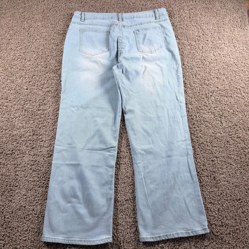 Light Wash Wide Leg Jeans Large Distressed Denim Pants jeans‎ high rise Womens